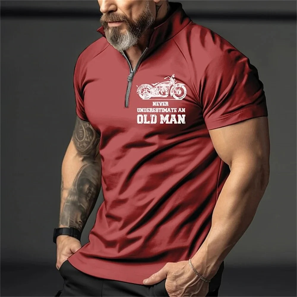 Vintage 3D-print polo for menn