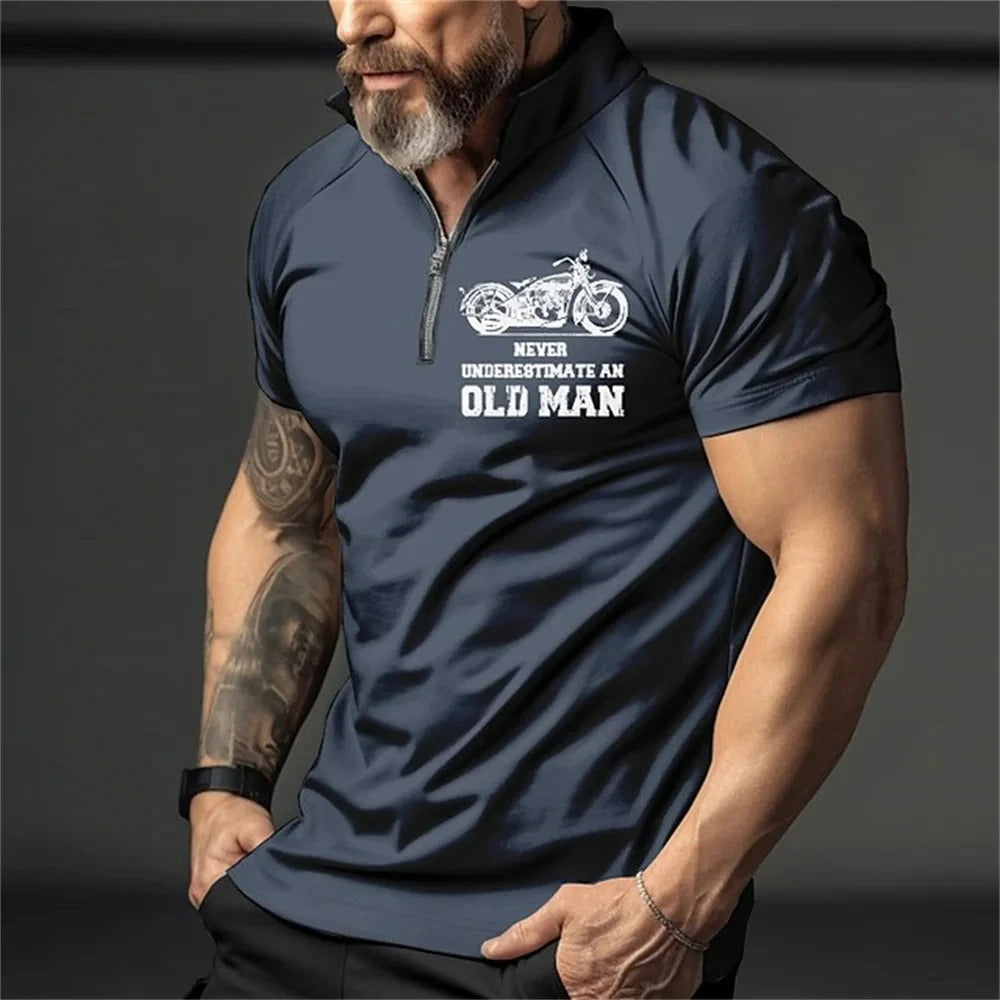 Vintage 3D-print polo for menn