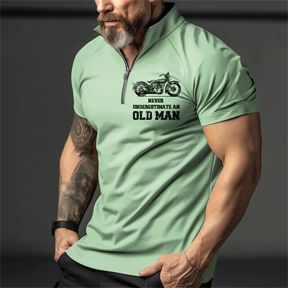 Vintage 3D-print polo for menn