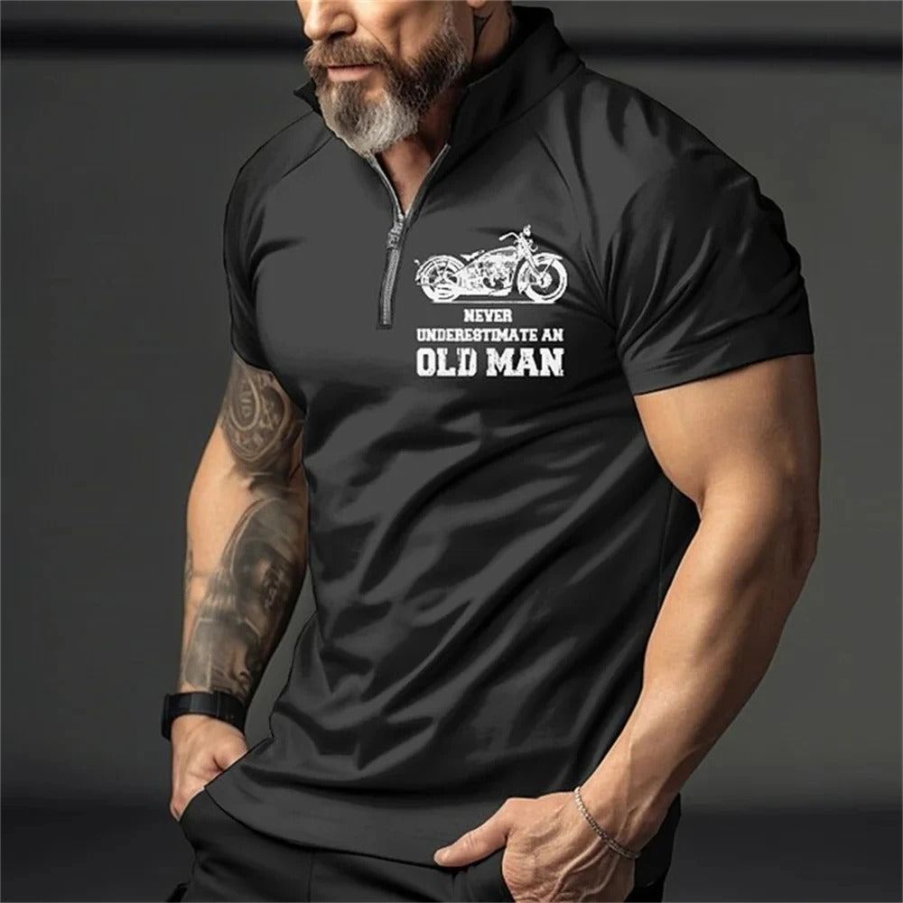 Vintage 3D-print polo for menn