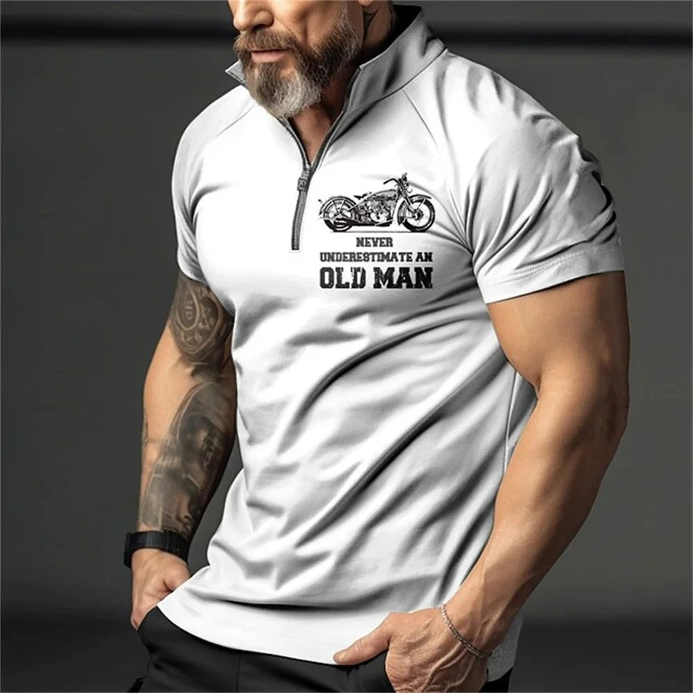 Vintage 3D-print polo for menn
