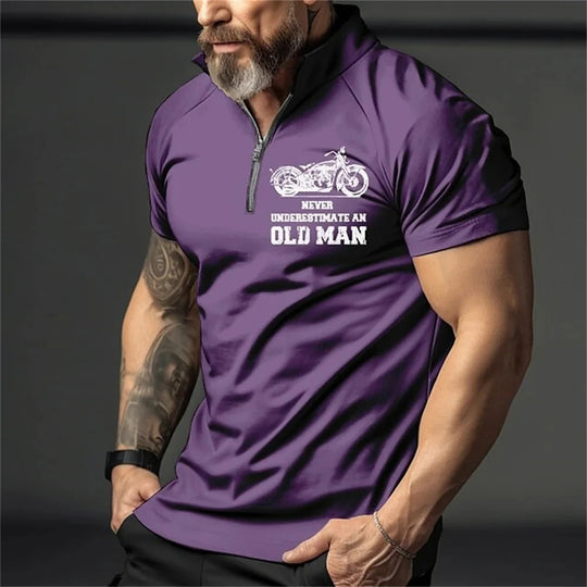 Vintage 3D-print polo for menn