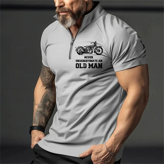 Vintage 3D-print polo for menn