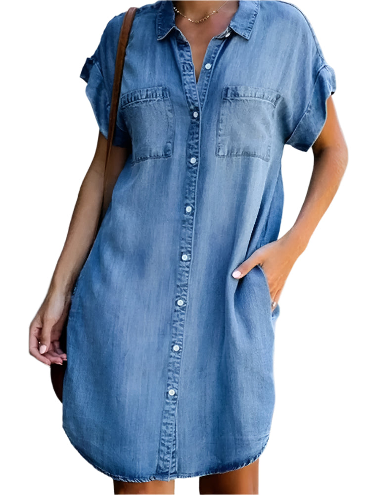Damekjole i denim med løs passform