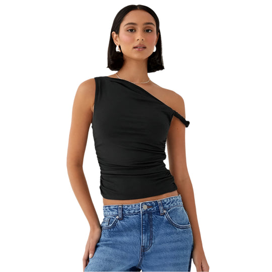 Off-Shoulder kort tank-top for kvinner