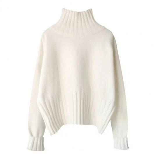 Ribbet slank turtleneck genser for kvinner