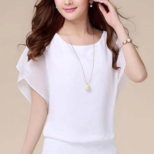 Dame Ruffles Sleeves Chiffon bluse