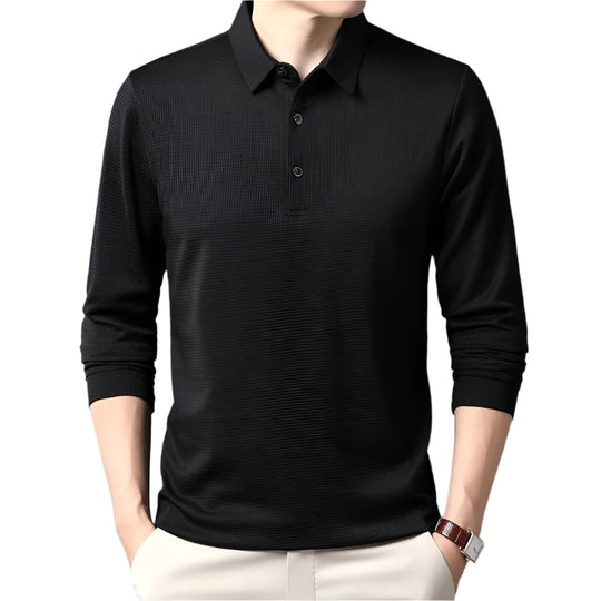 Business Casual langermet poloskjorte for menn