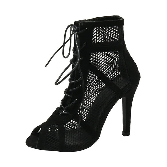 Dame-sandaler med Peep Toe-hæl i mesh
