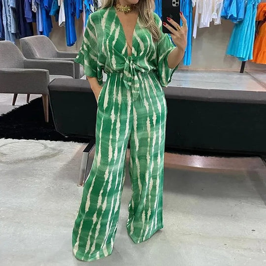 Dolman-ermet V-hals jumpsuit for kvinner