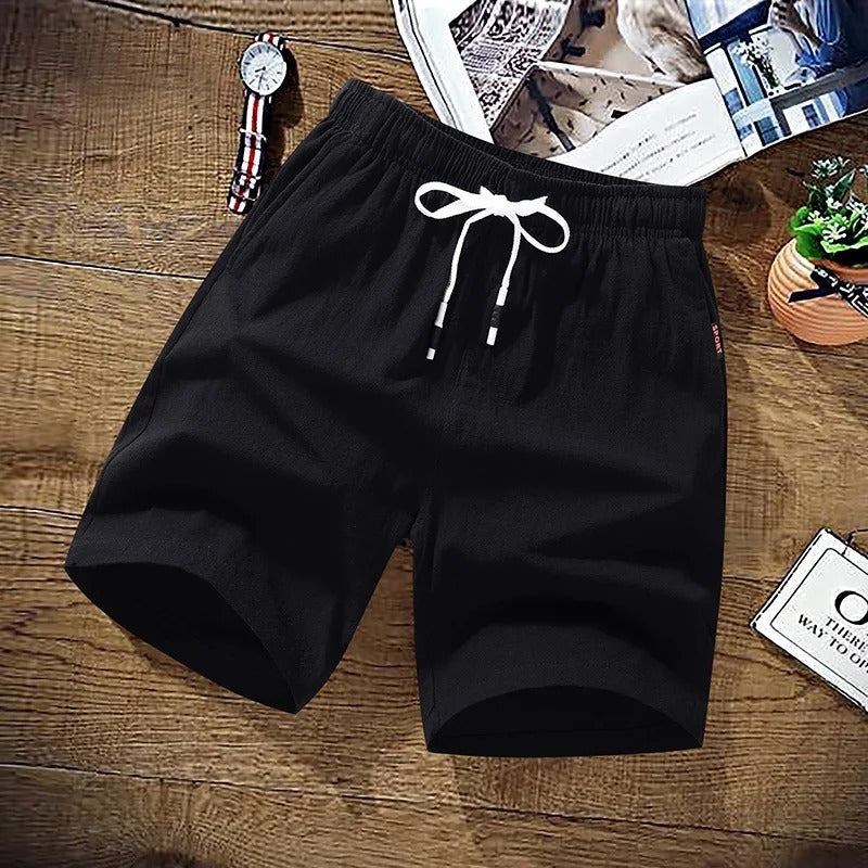 Strandshorts i bomull og lin for menn