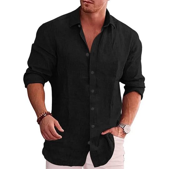 Casual linpoloskjorte for menn