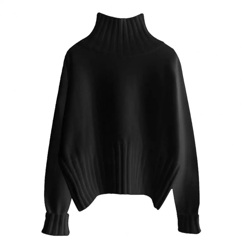 Ribbet slank turtleneck genser for kvinner