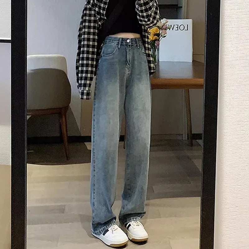 Vintage jeans med vide ben for kvinner