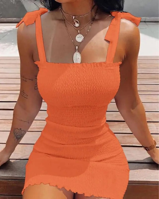 Dame off-shoulder sheath mini strandkjole