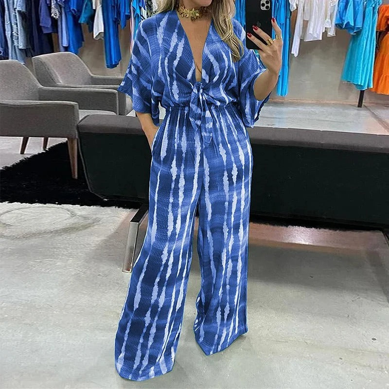 Dolman-ermet V-hals jumpsuit for kvinner