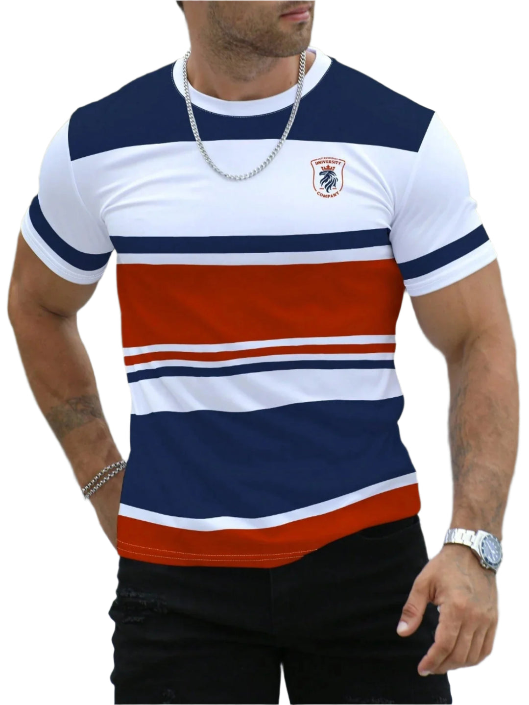 Stripete casual T-skjorte for menn