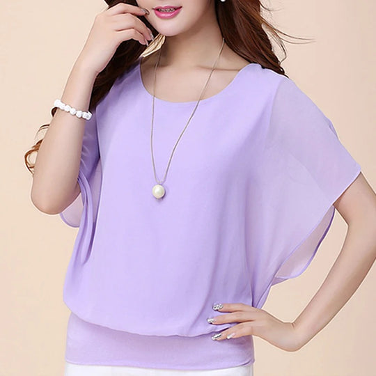 Dame Ruffles Sleeves Chiffon bluse