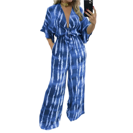 Dolman-ermet V-hals jumpsuit for kvinner