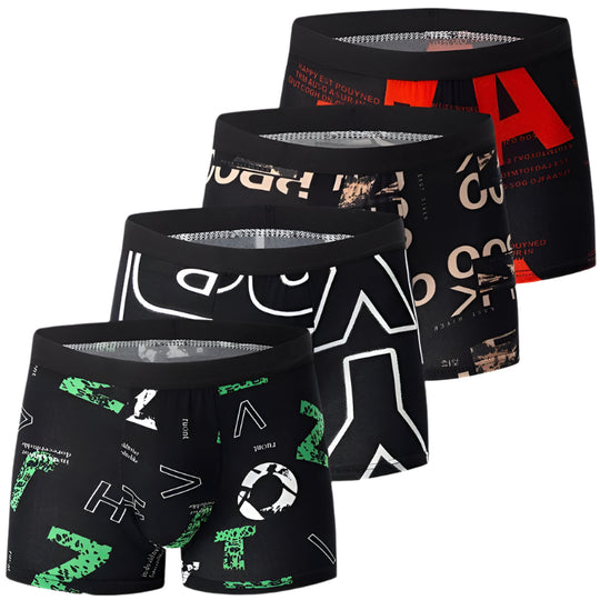 4-pakk med trykte boksershorts for menn