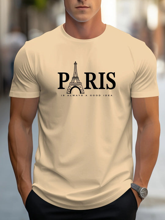 Paris-print T-skjorte for menn