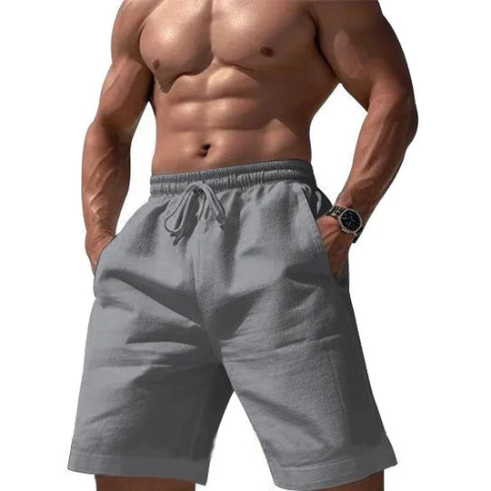 Elastiske shorts i bomull og lin for menn