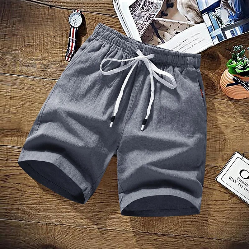 Strandshorts i bomull og lin for menn