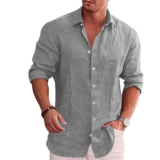 Casual linpoloskjorte for menn