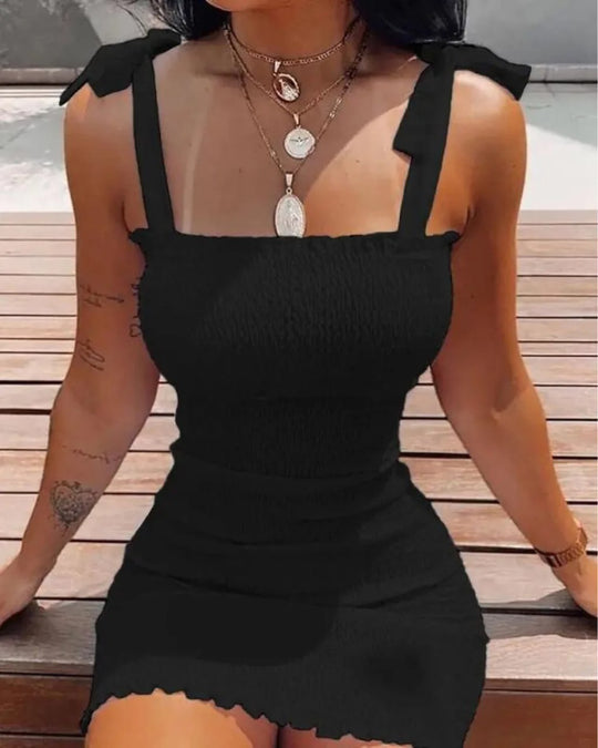 Dame off-shoulder sheath mini strandkjole