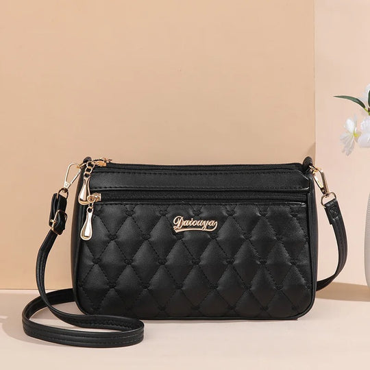 Brodert crossbody-veske i PU-lær for kvinner