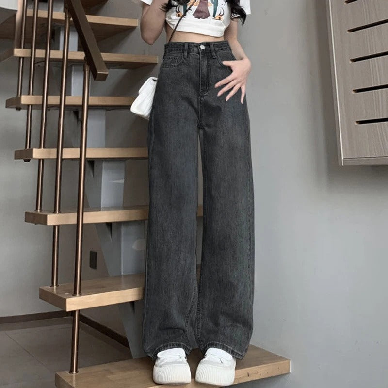Vintage jeans med vide ben for kvinner