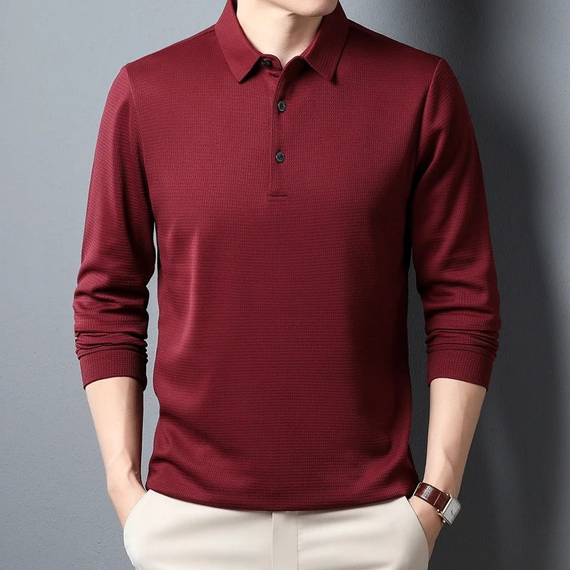 Business Casual langermet poloskjorte for menn