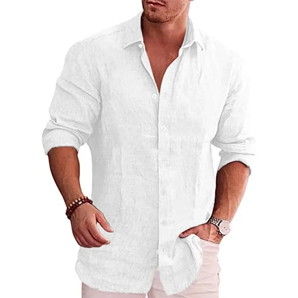 Casual linpoloskjorte for menn