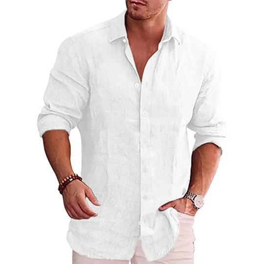 Casual linpoloskjorte for menn
