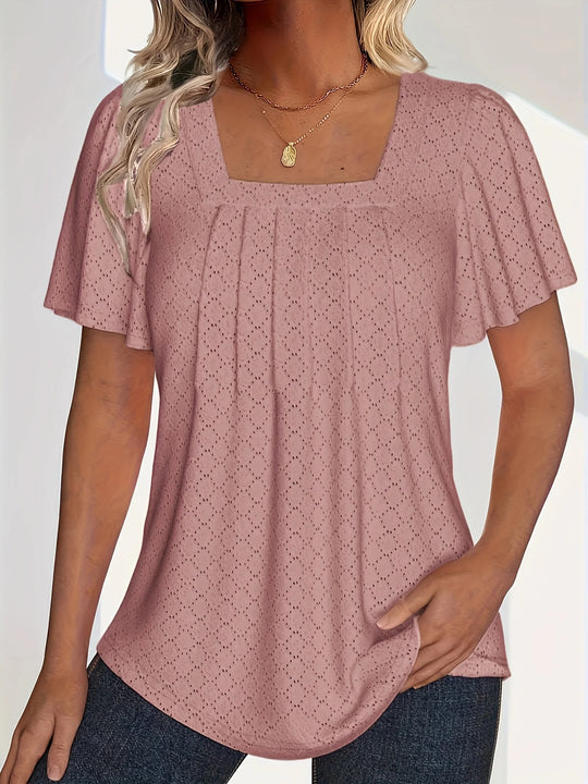 Hollow Out Ruffle Topp for kvinner