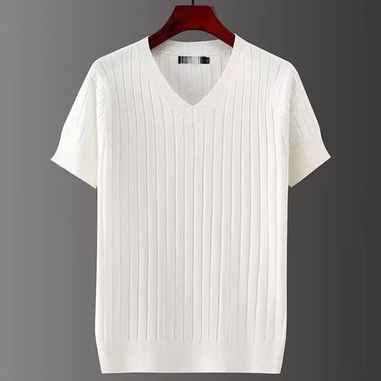 Slim fit T-skjorte med V-hals for menn