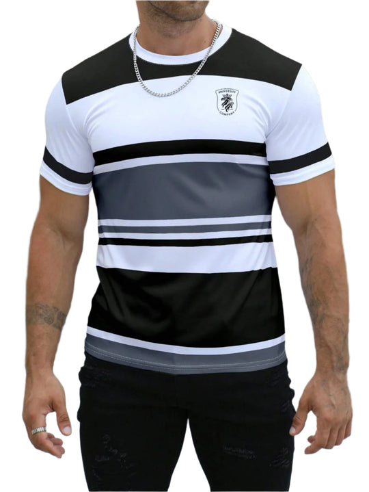 Stripete casual T-skjorte for menn