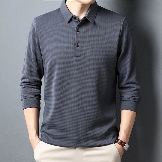 Business Casual langermet poloskjorte for menn