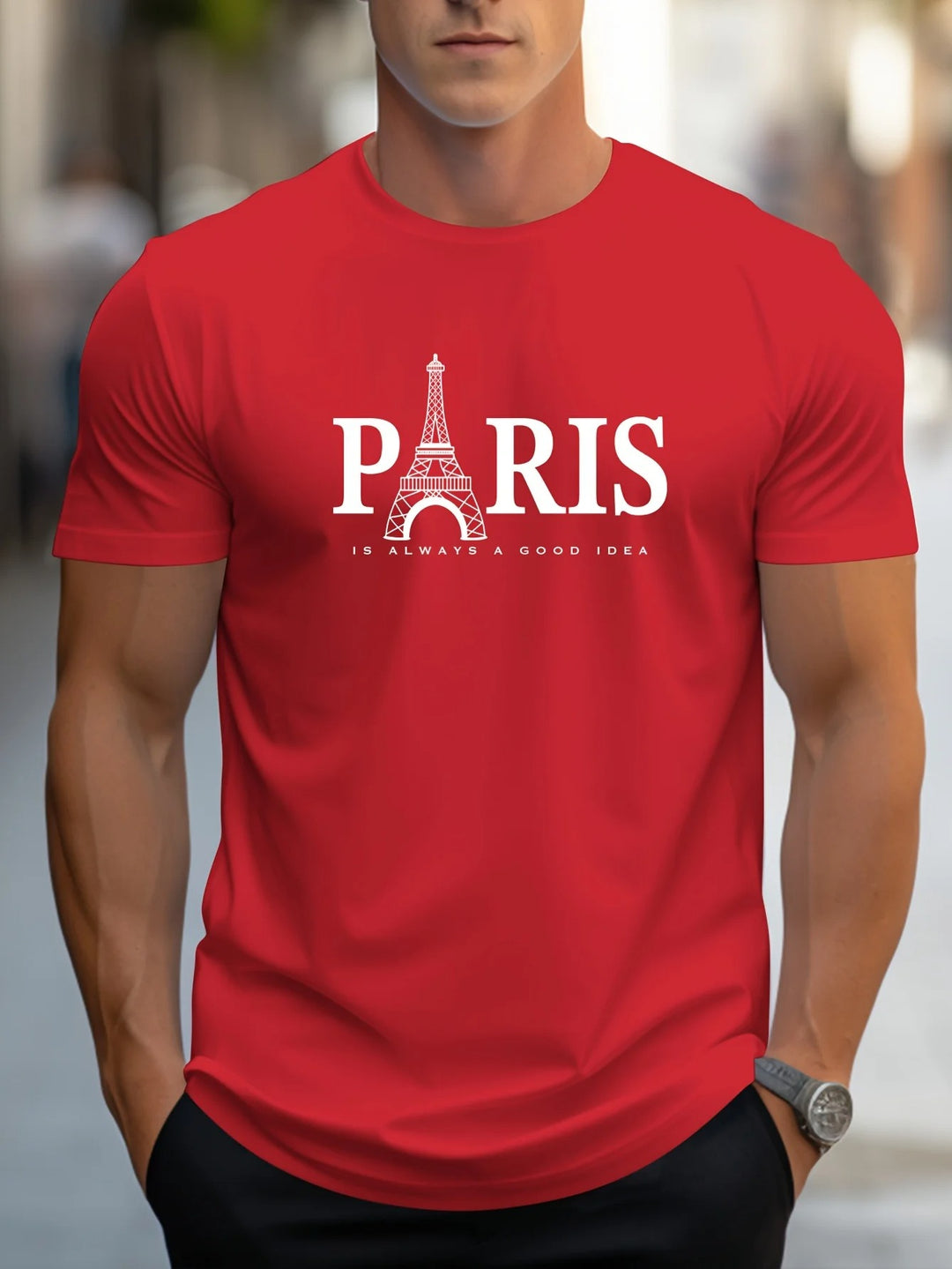 Paris-print T-skjorte for menn