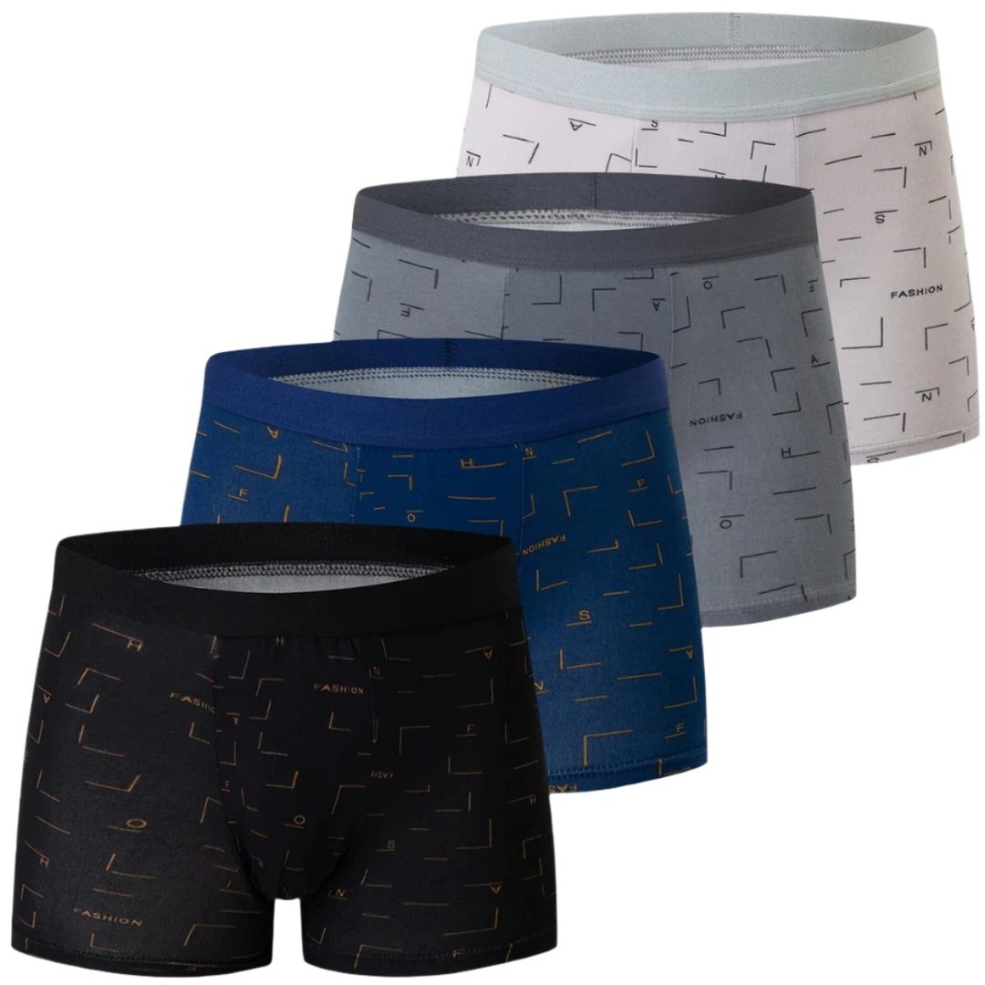 4-pakk med trykte boksershorts for menn