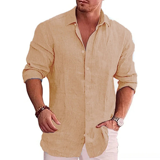 Casual linpoloskjorte for menn