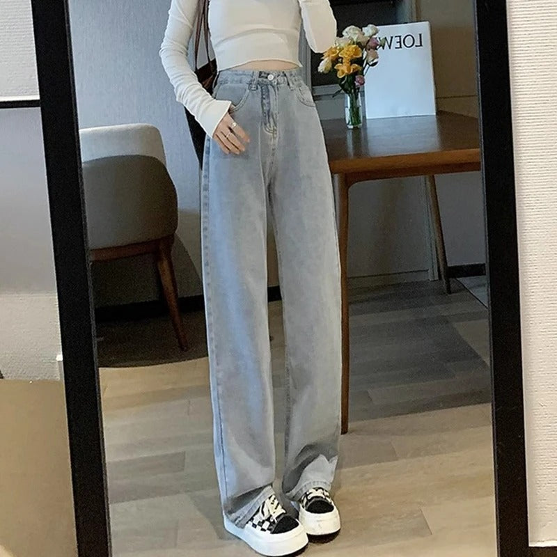 Vintage jeans med vide ben for kvinner