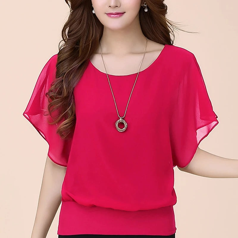Dame Ruffles Sleeves Chiffon bluse