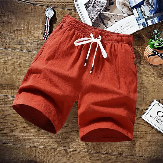 Strandshorts i bomull og lin for menn