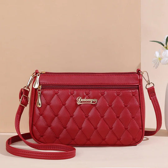 Brodert crossbody-veske i PU-lær for kvinner