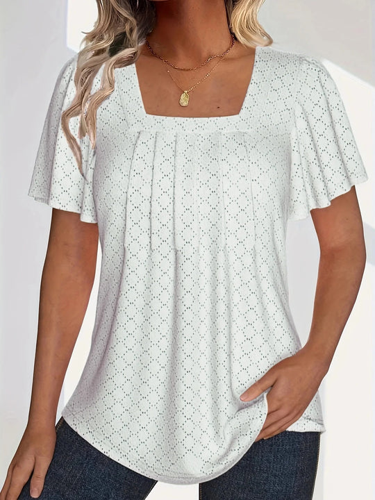Damebluse med volanger og hull