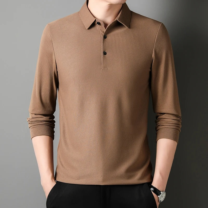 Business Casual langermet poloskjorte for menn
