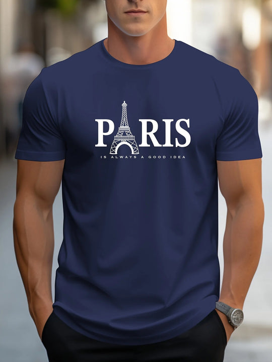 Paris-print T-skjorte for menn