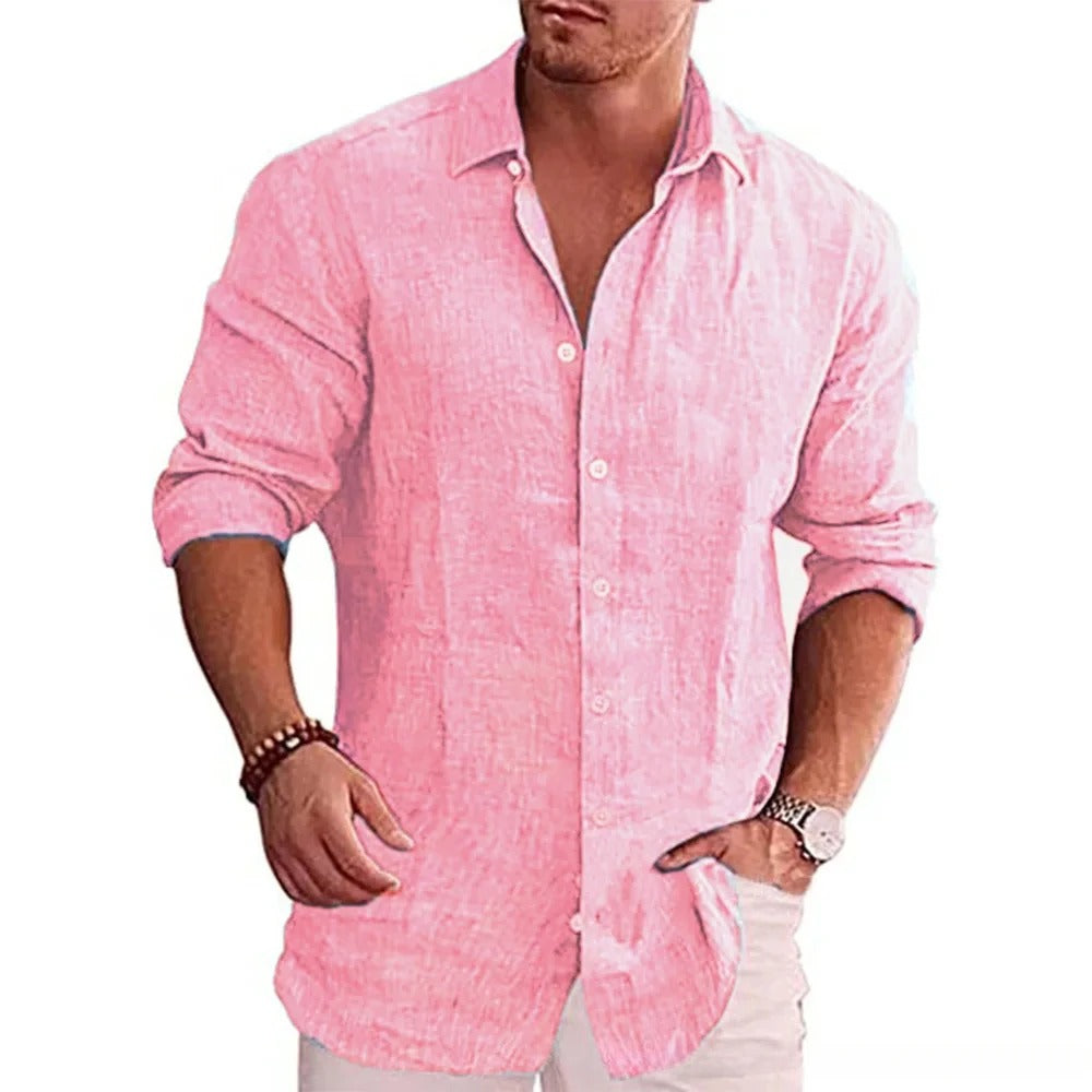 Casual linpoloskjorte for menn