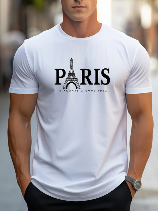 Paris-print T-skjorte for menn